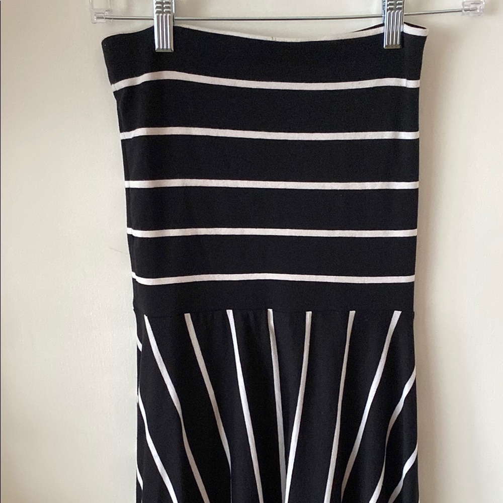 Black and White Striped Floor Length Tube Dress